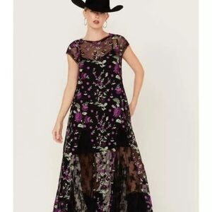 Floral Black and Purple Women's Dress
